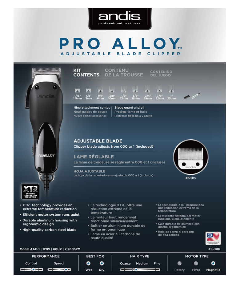 andis pro alloy adjustable blade clipper